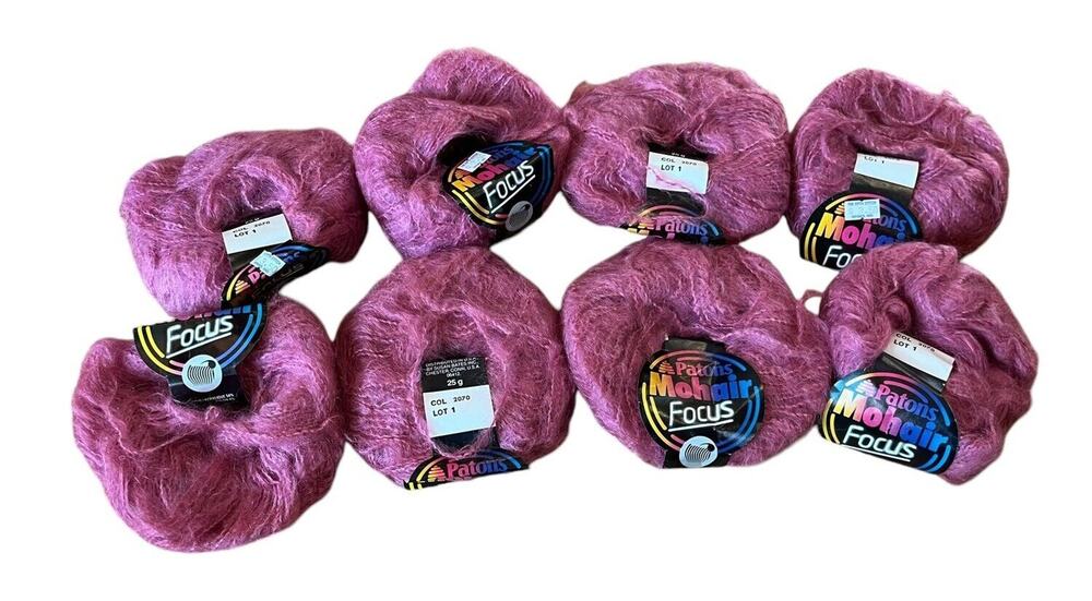 PATONS Mohair Blend Pink Mauve Yarn 8 Skeins 54% Mohair 4% Nylon 54% Acrylic